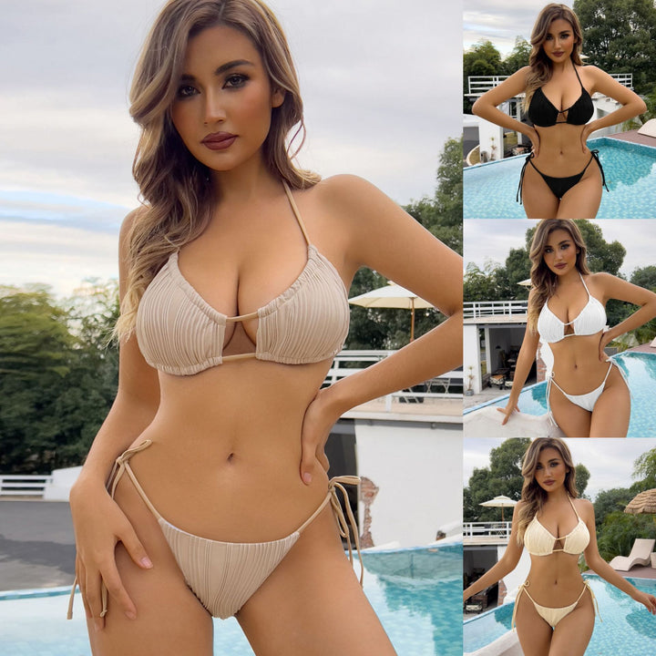 Women's Triangle Bikini Set with Refined Ruffle Details StylebySassy