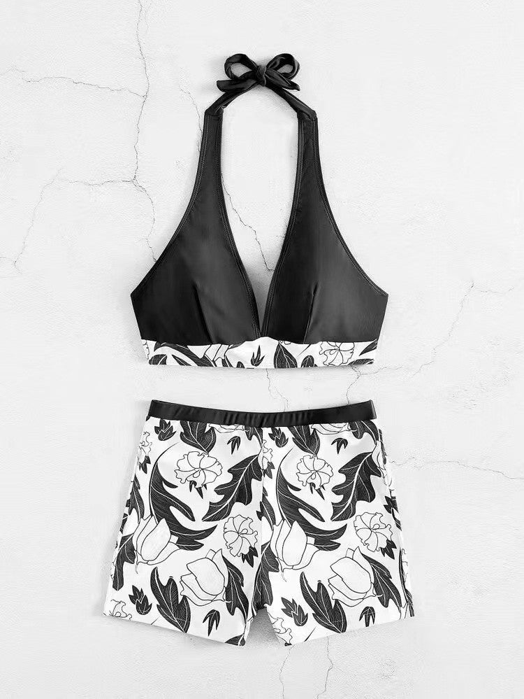 Ladies triangle bikini with floral shorts design StylebySassy