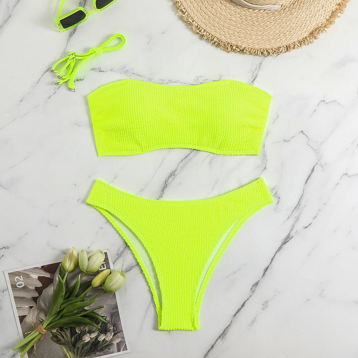 Women Bandeau Bikini Set with textured fabric StylebySassy