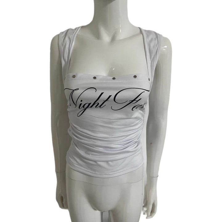 Women’s Short Sleeve Top with Playful Writing and Ruffle Details StylebySassy
