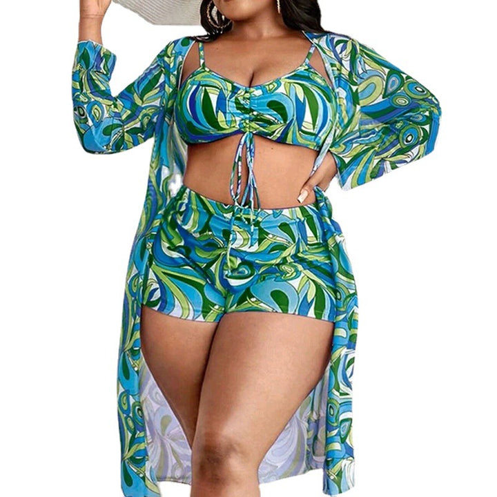 Women Two-Piece Swim Set with Sheer Cover-Up StylebySassy