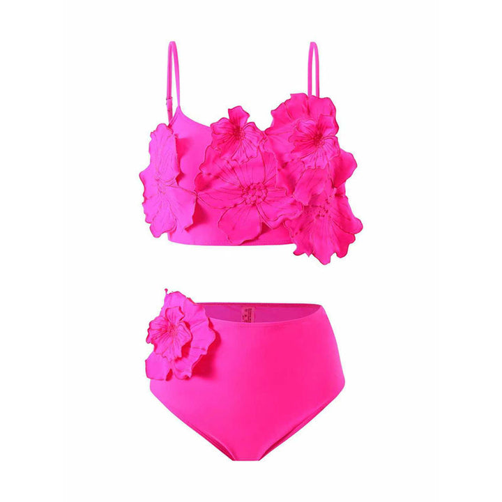 Women's bikini set with floral 3D design and high-cut bottom StylebySassy