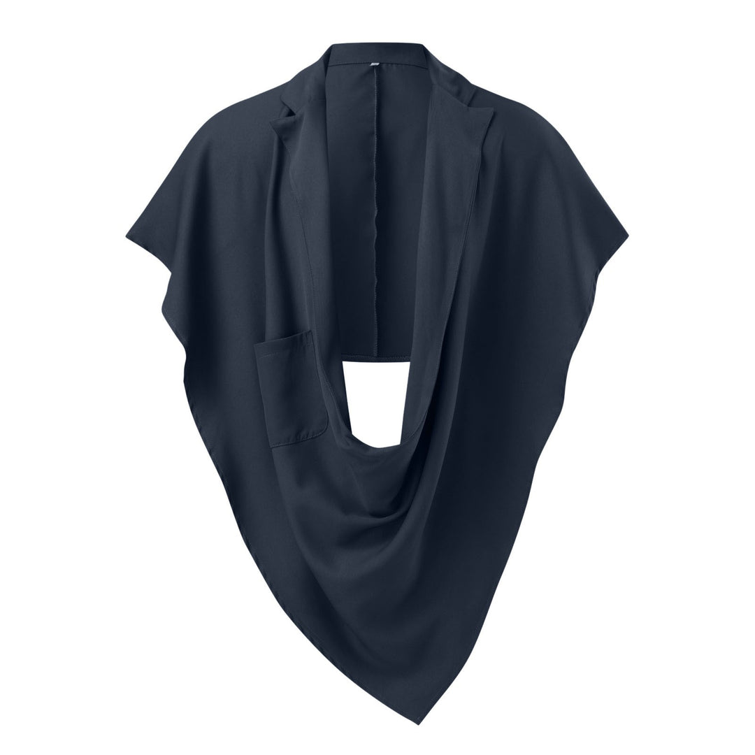 Women's Cape Blazer with shawl collar, open front, patch pocket, and pointed hem StylebySassy