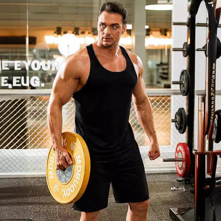 Men's breathable muscle shirt with open back cut melange and quick-drying feature StylebySassy