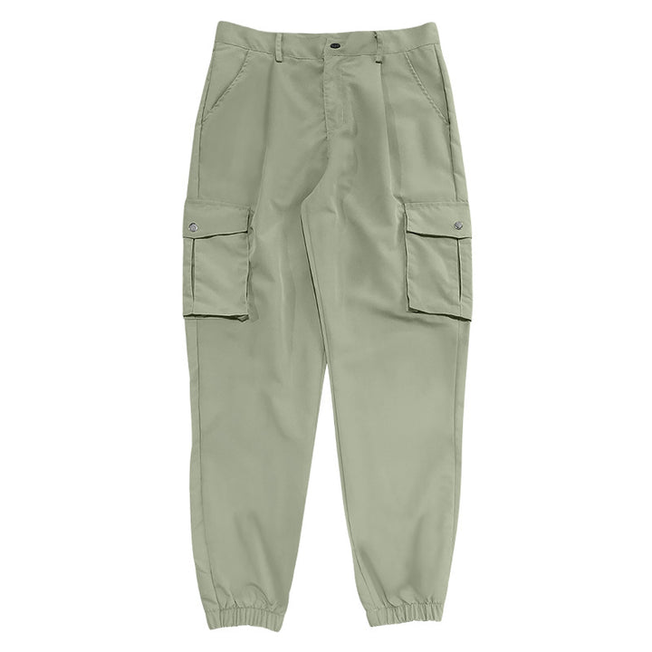 Men's tapered cargo pants in work look with patch pockets and elastic ankle cuffs StylebySassy