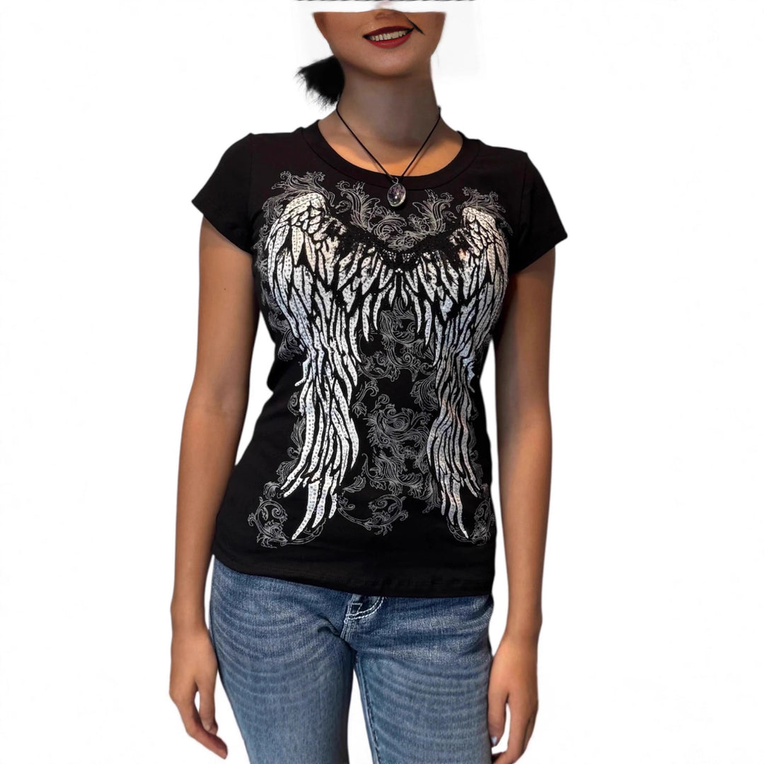Women's T-Shirt with Angel Print StylebySassy