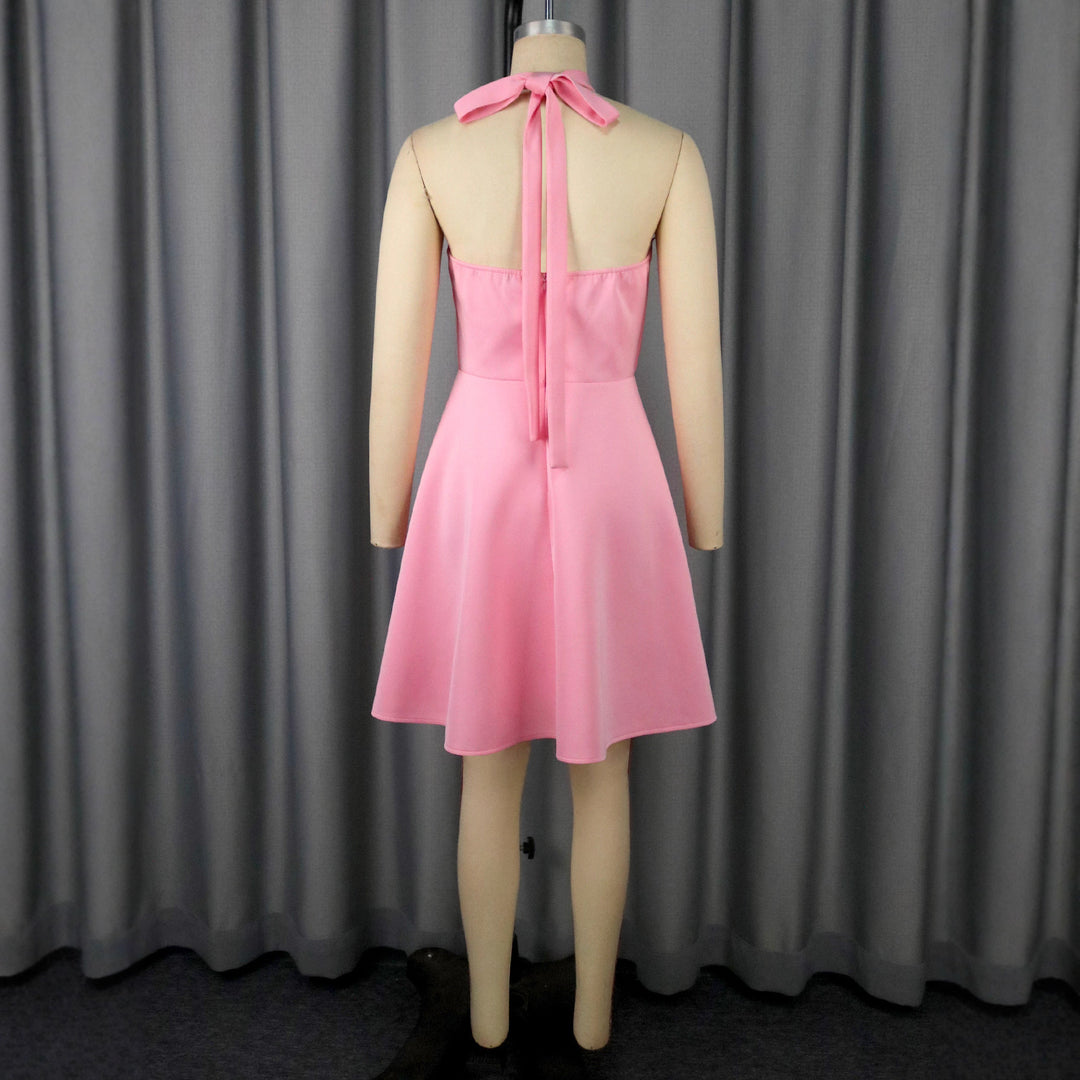 Women A-line cocktail dress with decorative rose appliqué StylebySassy