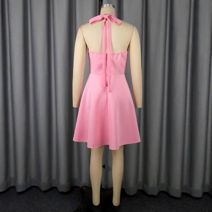Women A-line cocktail dress with decorative rose appliqué StylebySassy