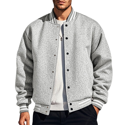 Men's slim college jacket in college style with snap button placket and contrasting ribbed cuffs StylebySassy