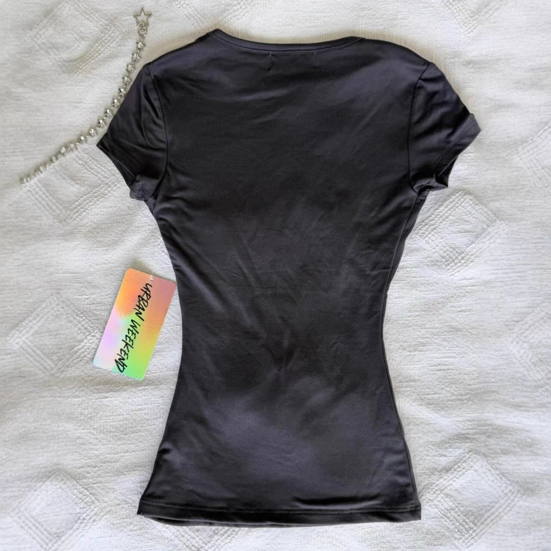 Women's T-shirt with sparkling graphic cross and floral design StylebySassy