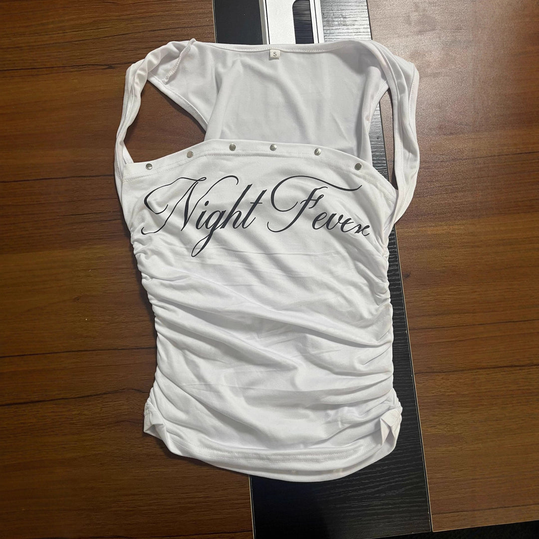 Women’s Short Sleeve Top with Playful Writing and Ruffle Details StylebySassy