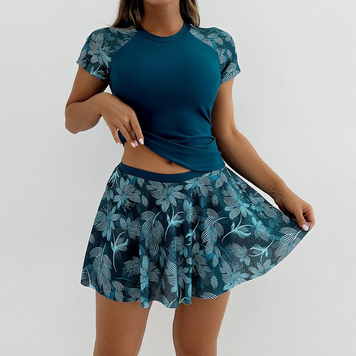 Women's Sporty Swim Set with Fashionable Ruffle Shorts StylebySassy