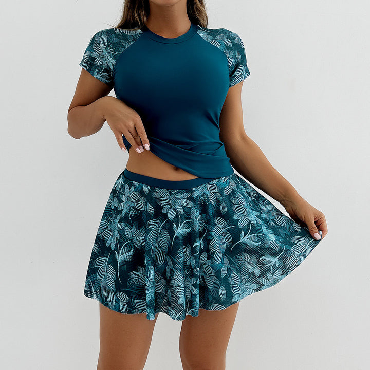 Women's Sporty Swim Set with Fashionable Ruffle Shorts StylebySassy