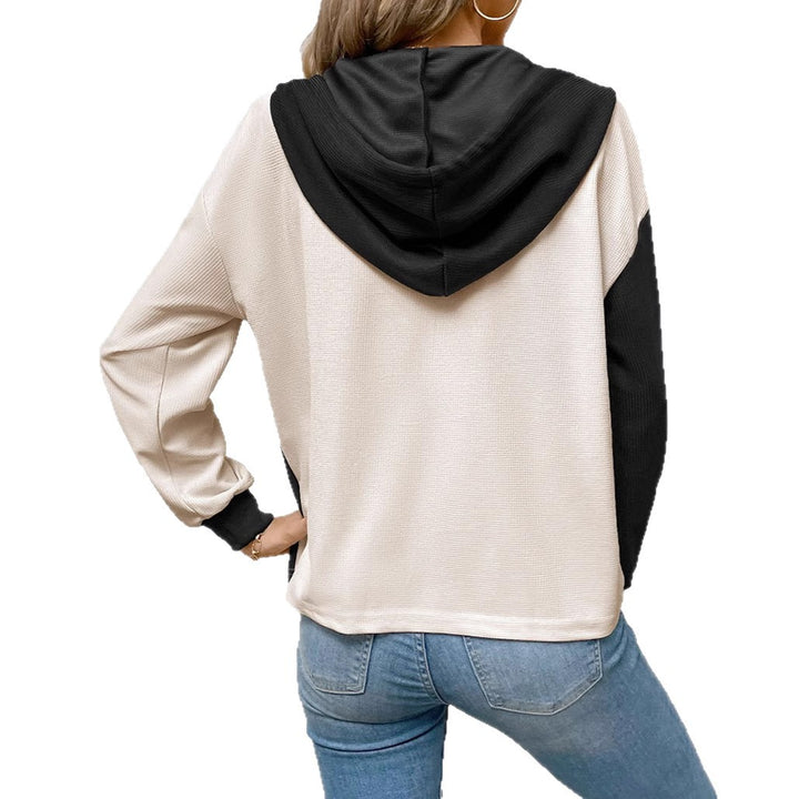Women's waffle knit hoodie with henley buttons, chest pocket, and hood StylebySassy