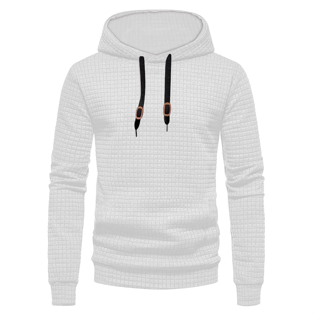 Men's quilted hoodie with rectangular quilting, drawstring and ribbed cuffs StylebySassy