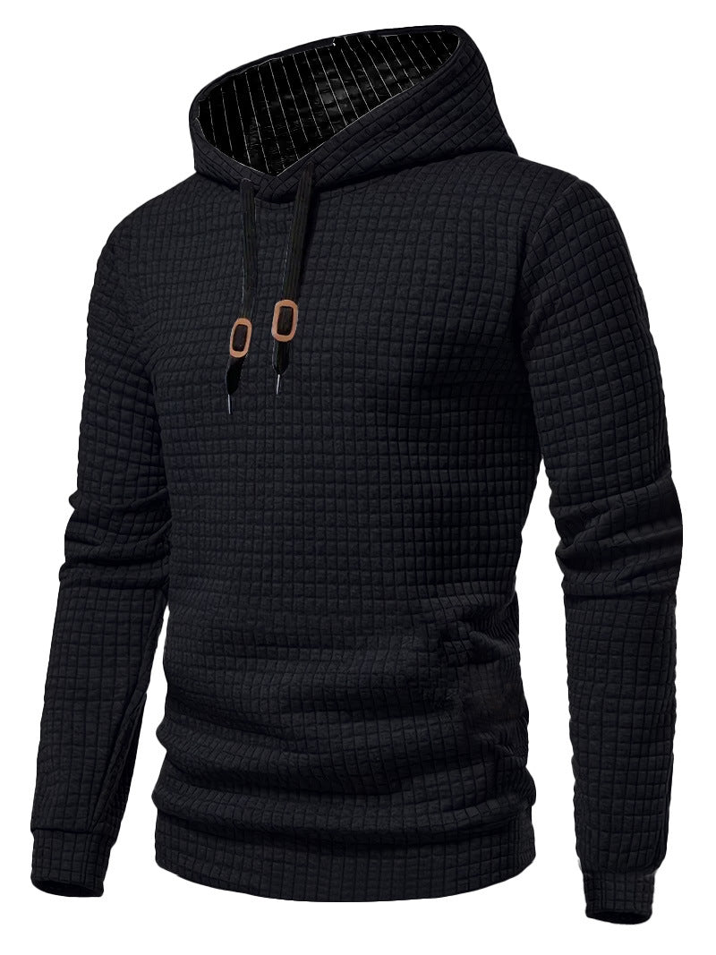 Men's quilted hoodie with rectangular quilting, drawstring and ribbed cuffs StylebySassy