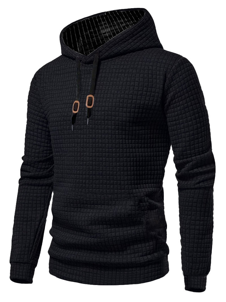 Men's quilted hoodie with rectangular quilting, drawstring and ribbed cuffs StylebySassy