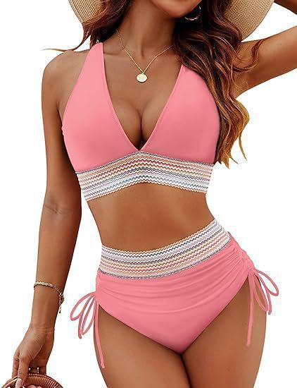 Women’s bikini set with high-waisted briefs and sporty accents StylebySassy