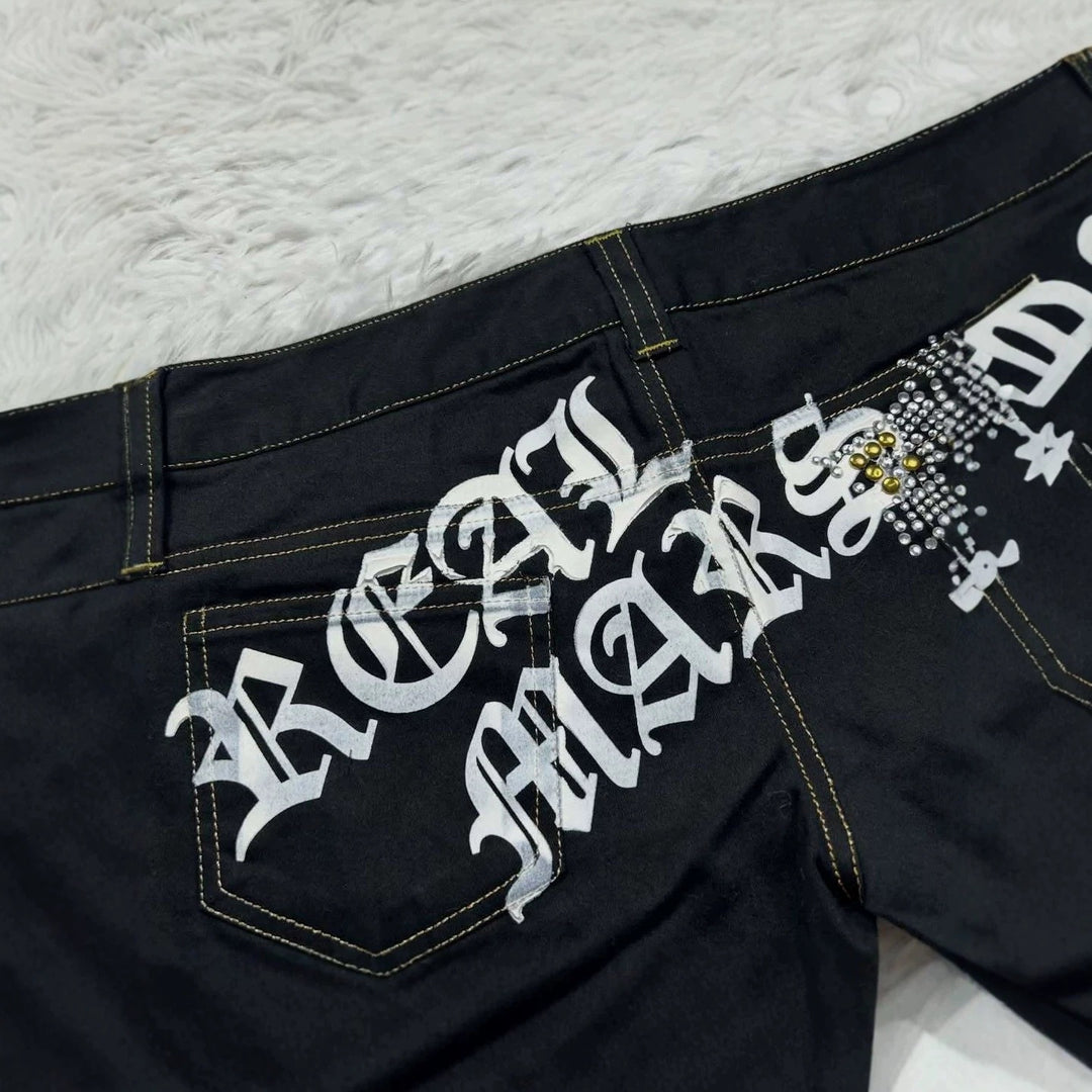 Ladies Trendy Denim Shorts with Glittering Appliqués StylebySassy