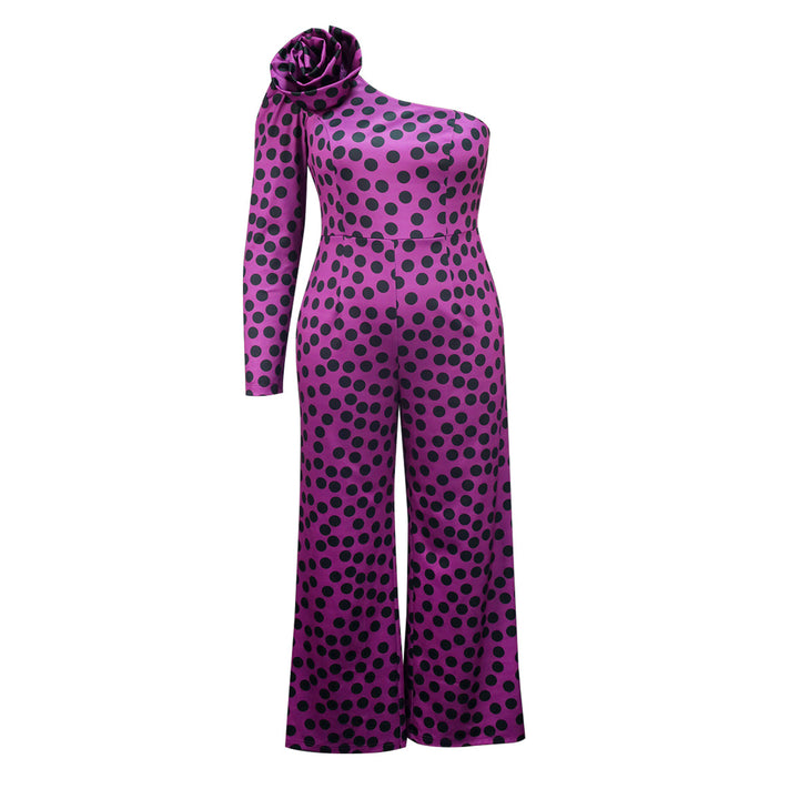 Women's Glamorous Jumpsuit with Asymmetric Design and Ruffle Detail StylebySassy