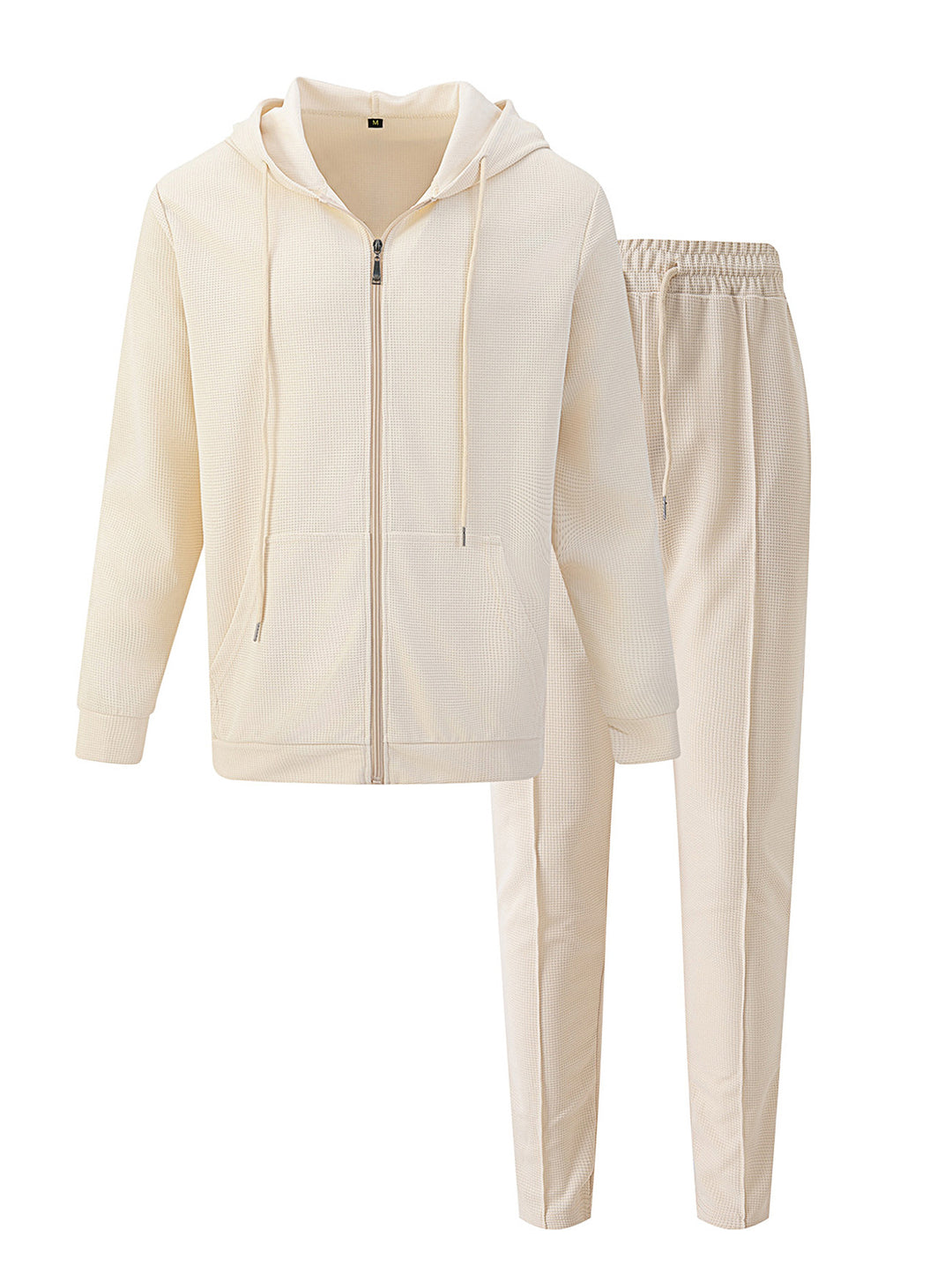 Men's waffle texture tracksuit with hooded zip jacket and tapered jogging pants StylebySassy