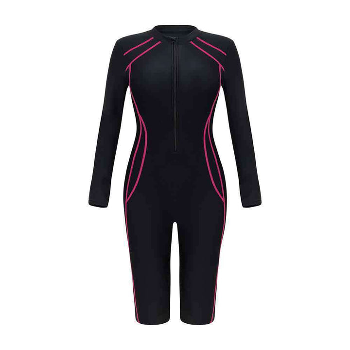 Women’s Sporty Long Sleeve Swimsuit with Zipper StylebySassy