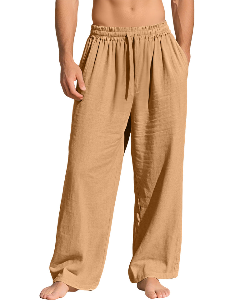 Men's lightweight linen lounge pants with elastic waistband and side pockets StylebySassy