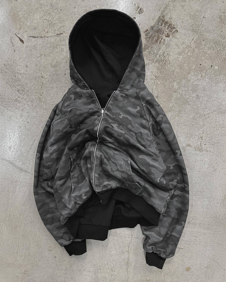 Unisex padded hooded jacket short cut with cross zipper StylebySassy