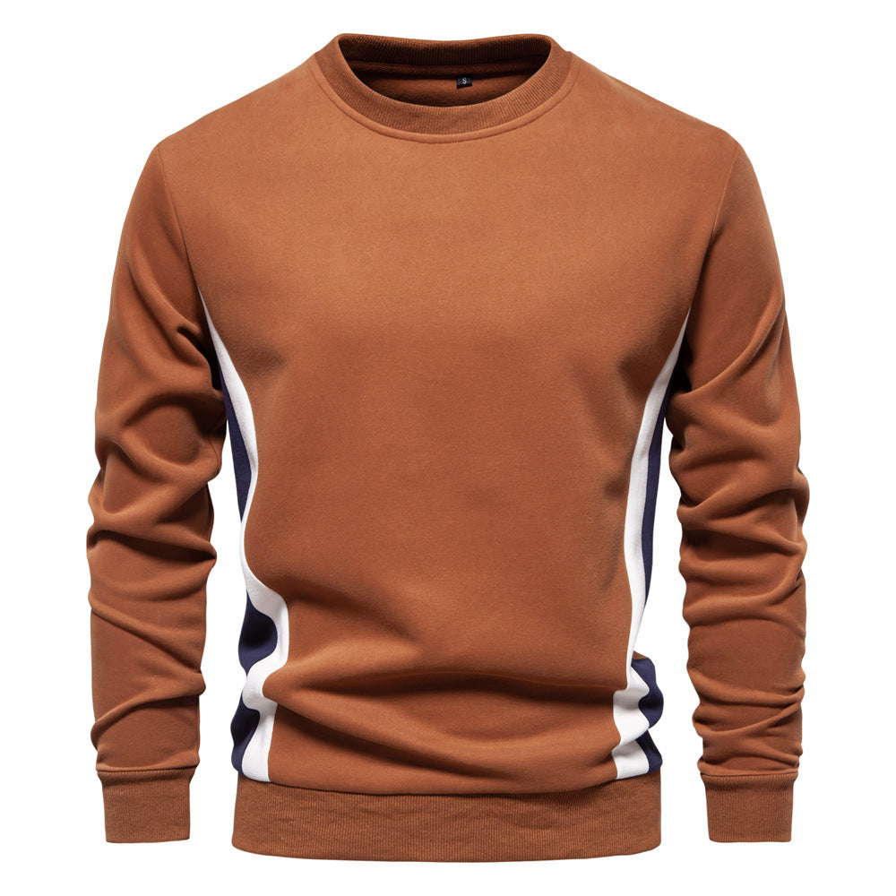 Men's round neck sweatshirt made of cotton blend with contrasting side piping and slim silhouette StylebySassy