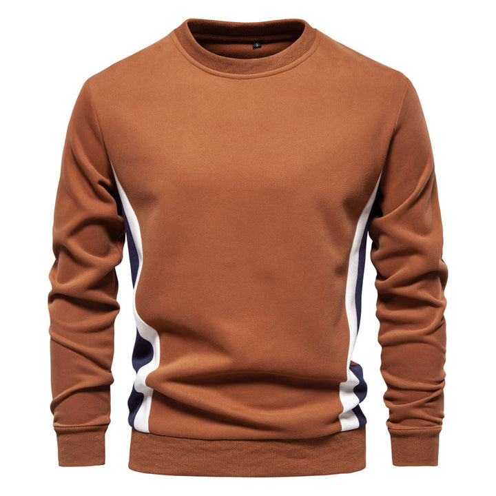 Men's round neck sweatshirt made of cotton blend with contrasting side piping and slim silhouette StylebySassy