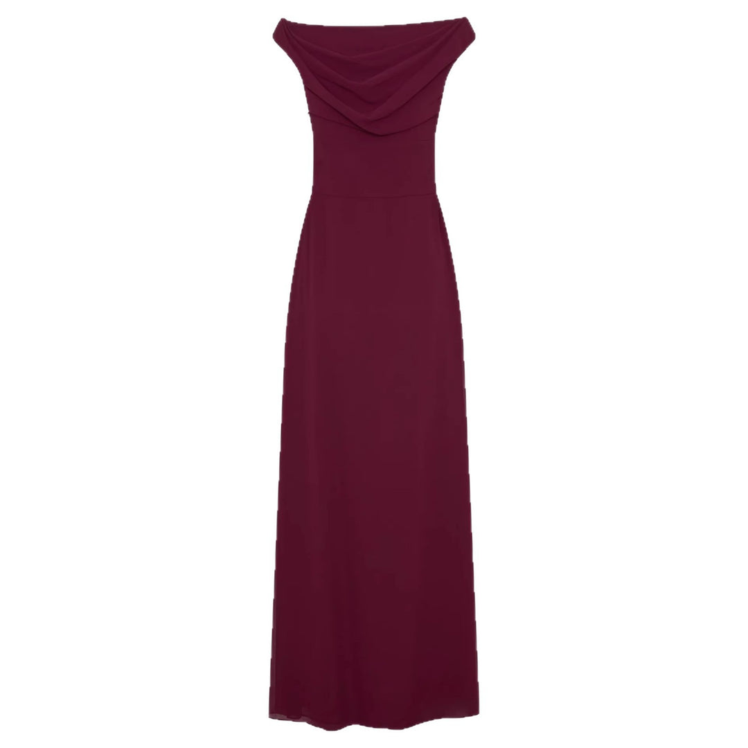Women's Elegant Off-Shoulder Maxi Dress with Flowing Cut StylebySassy