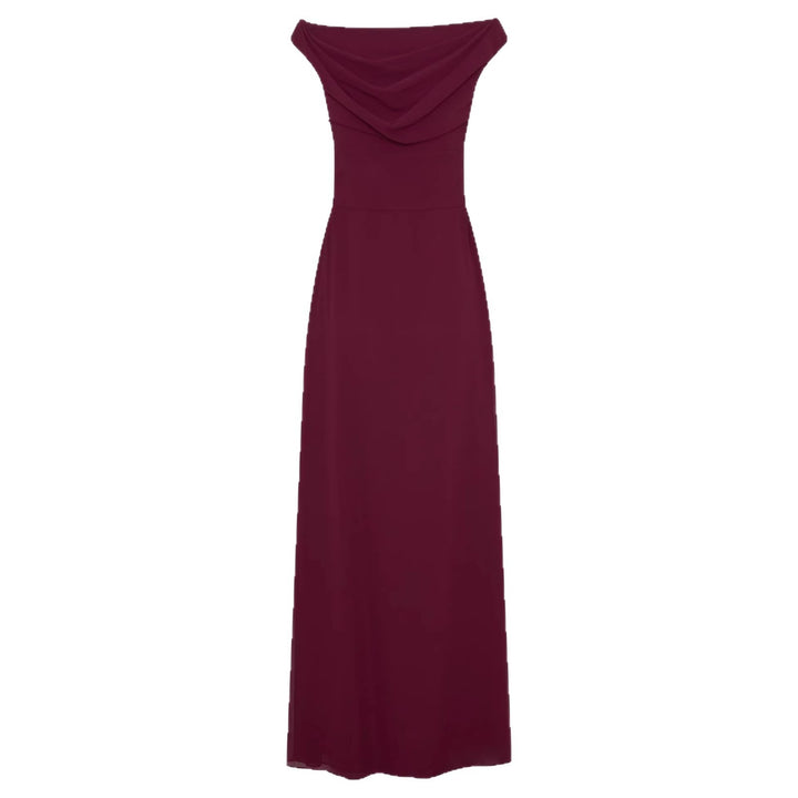 Women's Elegant Off-Shoulder Maxi Dress with Flowing Cut StylebySassy