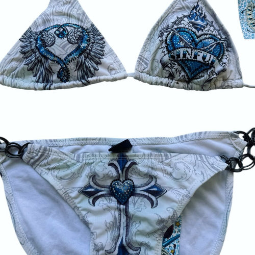 Women's triangle bikini with elaborate graphic design and stylish details StylebySassy
