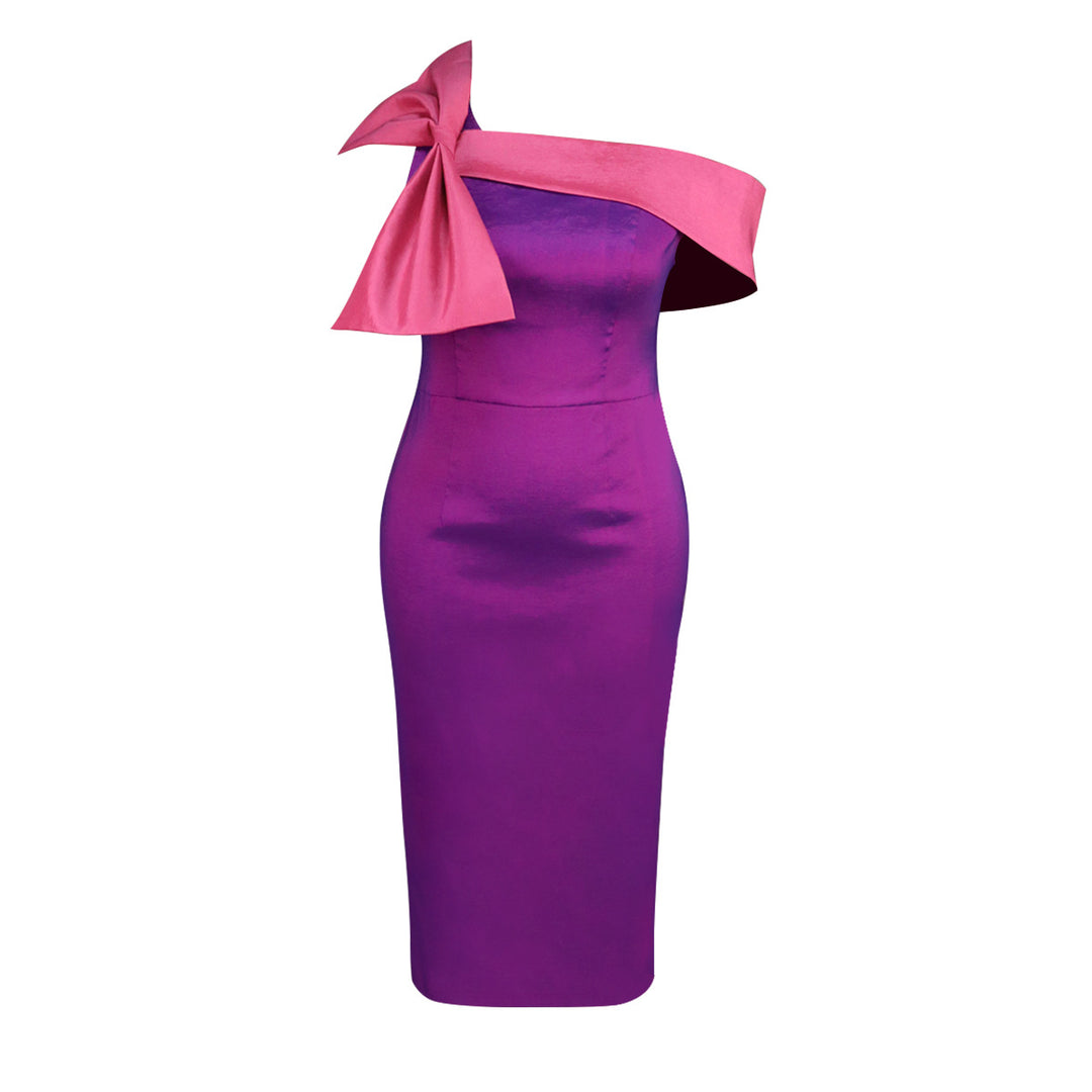 Women Elegant Cocktail Dress with Shimmering Detail and Asymmetrical Strap StylebySassy