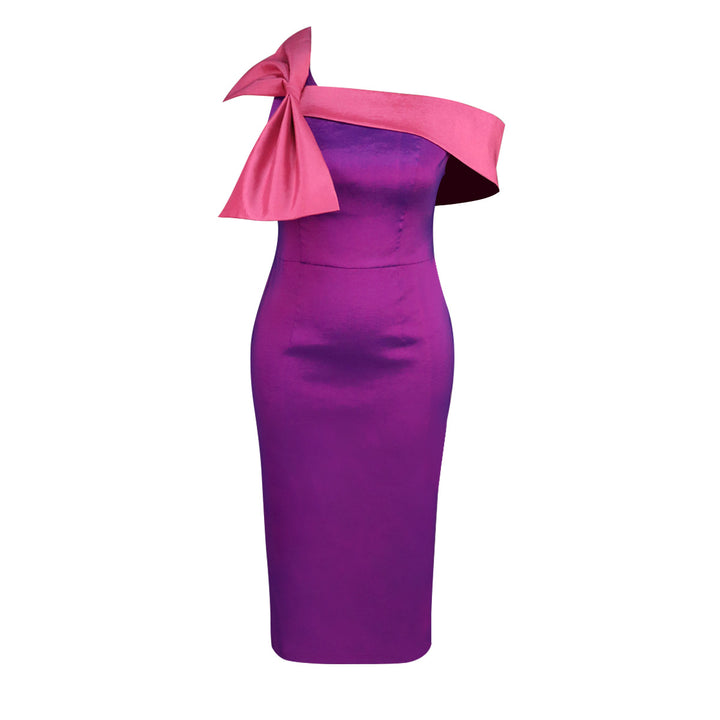 Women Elegant Cocktail Dress with Shimmering Detail and Asymmetrical Strap StylebySassy