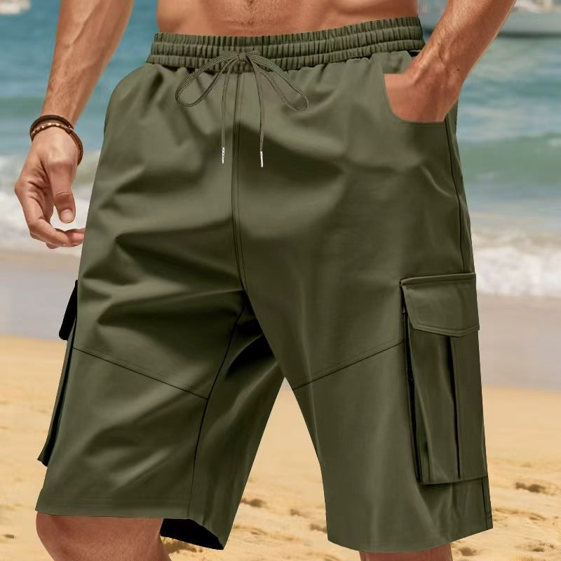 Men's Nano Technical Travel Leisure Bermuda with Elastic Waistband, Drawstring and Functional Flap Pockets StylebySassy
