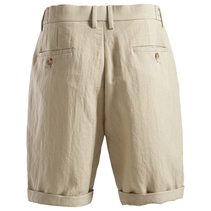 Men's casual linen shorts with cuffs and pleats StylebySassy