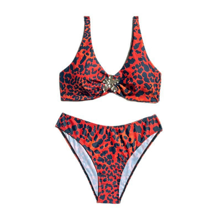 Ladies Bikini Set with fashionable leopard pattern and refined chain accents StylebySassy