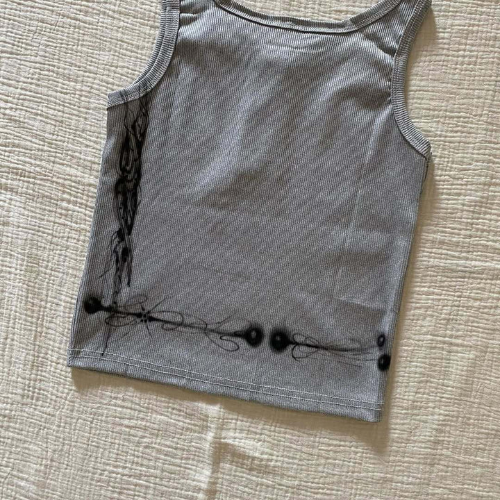 Women’s figure-hugging tank top with creative graphic print StylebySassy
