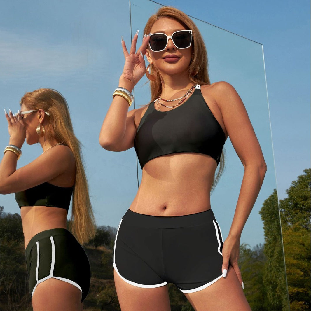 Women’s sporty bikini set with high-neck top and comfortable bottoms StylebySassy