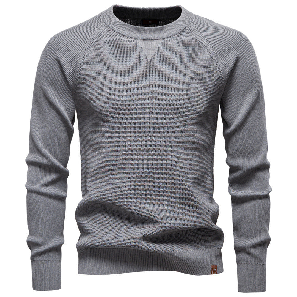 Men's medium thickness textured knit sweater with raglan sleeves and ribbed cuffs StylebySassy