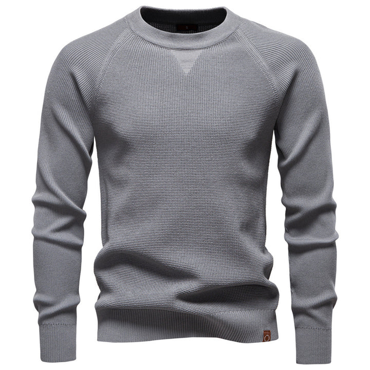 Men's medium thickness textured knit sweater with raglan sleeves and ribbed cuffs StylebySassy