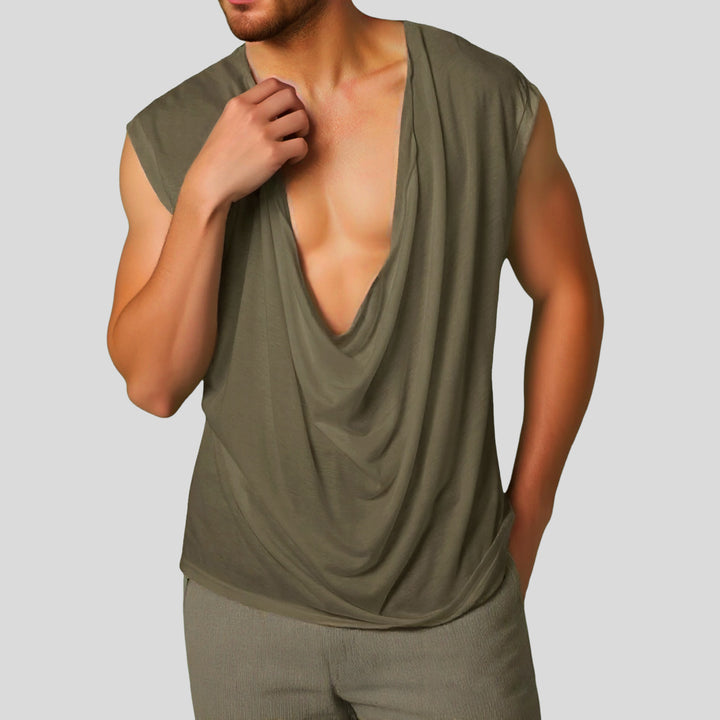 Women draped long top with deep waterfall back and drop shoulder StylebySassy