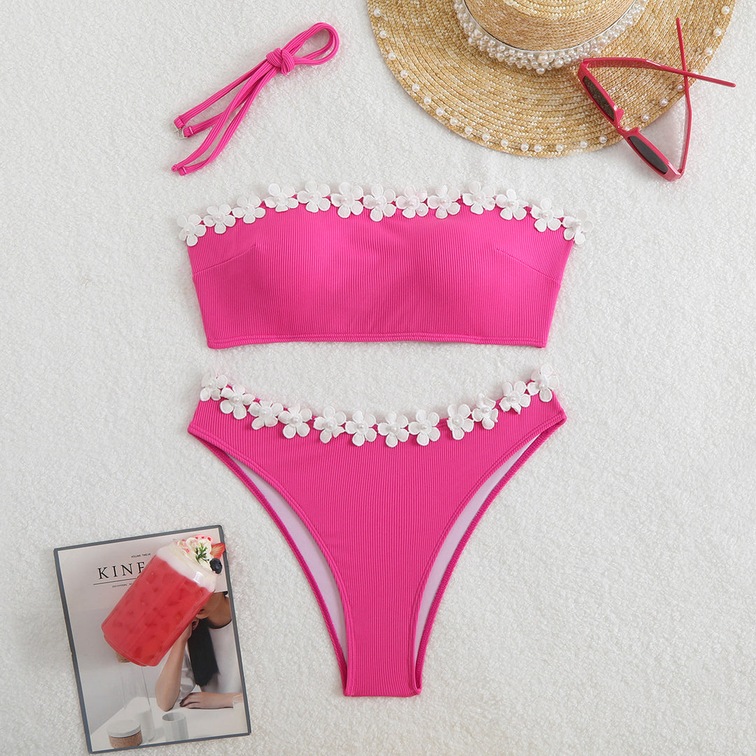 Women's bandeau bikini with floral accents StylebySassy