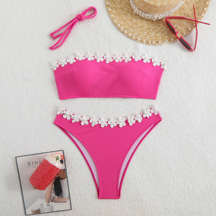 Women's bandeau bikini with floral accents StylebySassy