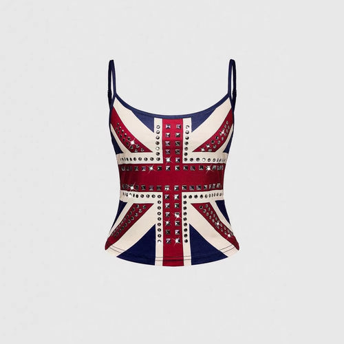 Women's tank top with stylish Union Jack design and studs StylebySassy