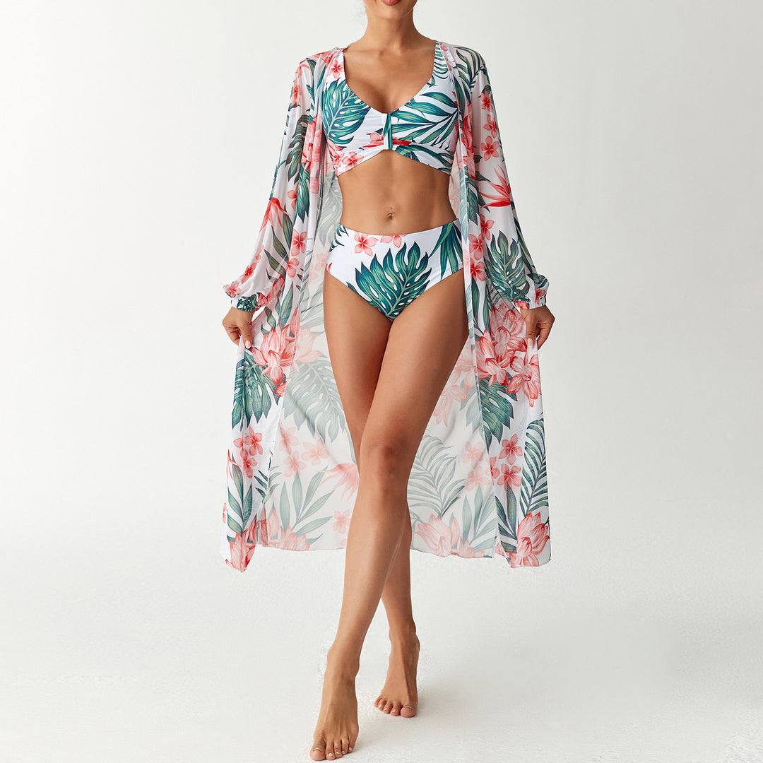 Women's Transparent Beach Dress with Floral Pattern StylebySassy