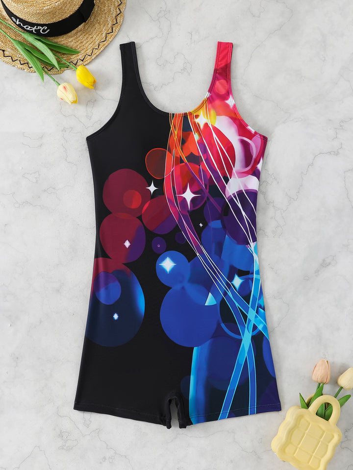Women's sporty swimsuit with dynamic art design StylebySassy