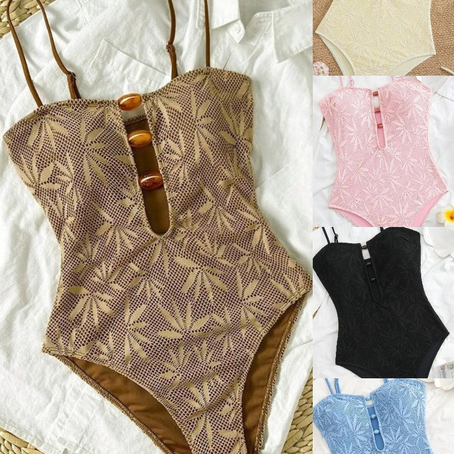 Women’s one-piece swimsuit with trendy mesh pattern StylebySassy