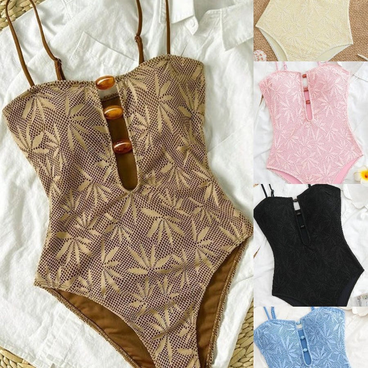 Women’s one-piece swimsuit with trendy mesh pattern StylebySassy